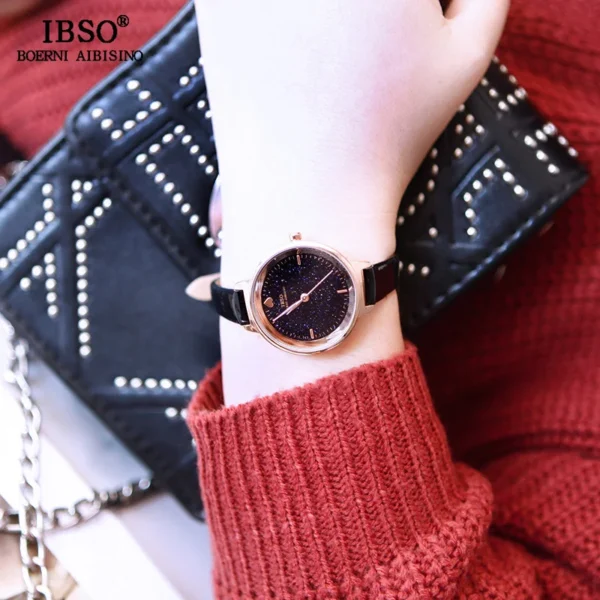 IBSO-montre à Quartz pour femmes, Design brillant, bracelet en cuir, bonne qualité, Design cadran, mode