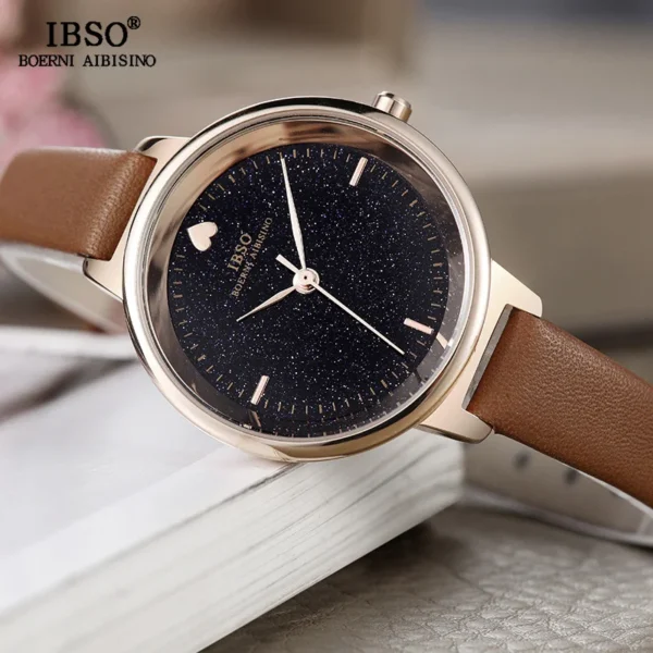 ⁦IBSO-montre à Quartz pour femmes, Design brillant, bracelet en cuir, bonne qualité, Design cadran, mode⁩ - الصورة ⁦5⁩