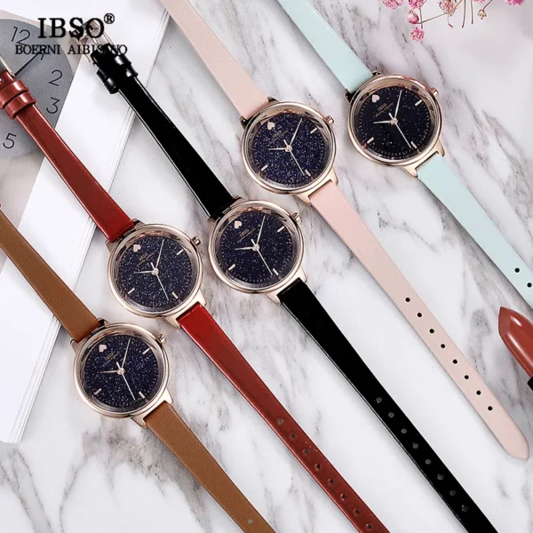 ⁦IBSO-montre à Quartz pour femmes, Design brillant, bracelet en cuir, bonne qualité, Design cadran, mode⁩ - الصورة ⁦3⁩